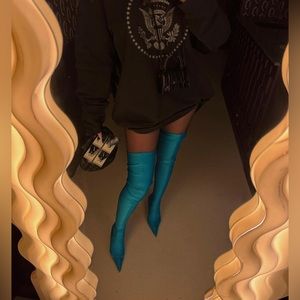 Over the knee silk boots